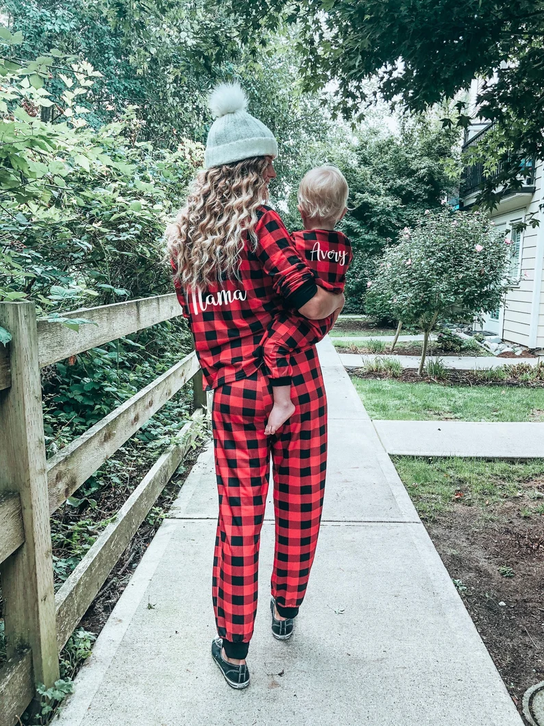 Green Buffalo Plaid Merry Christmas Family Pajamas, Green Plaid Christmas Pajamas  Family Sets Long Sleeve, Family Christmas Pjs Matching Set -  Canada