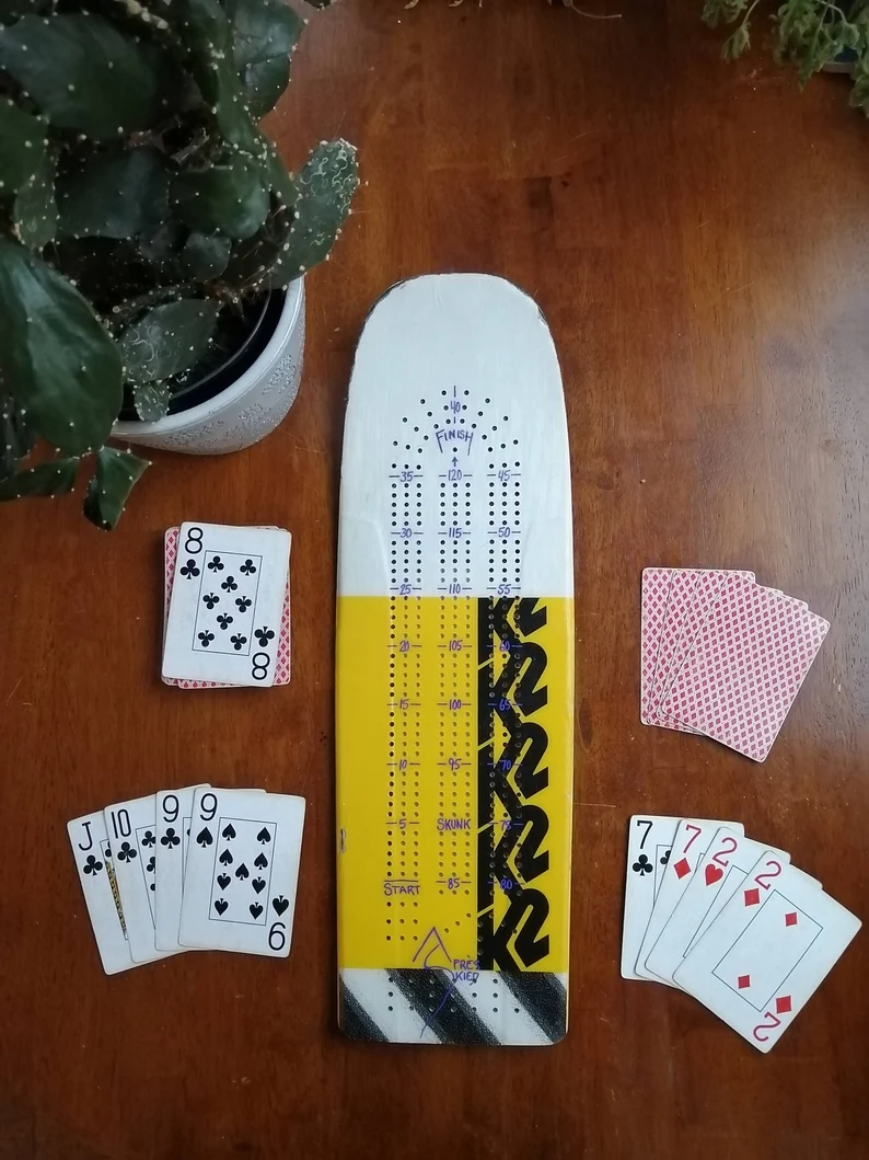 ski-cribbage-board